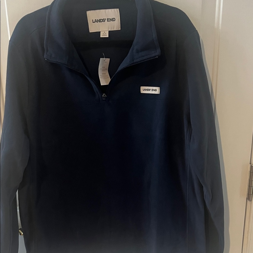 Lands' End Men's Dark Blue fleece pullover